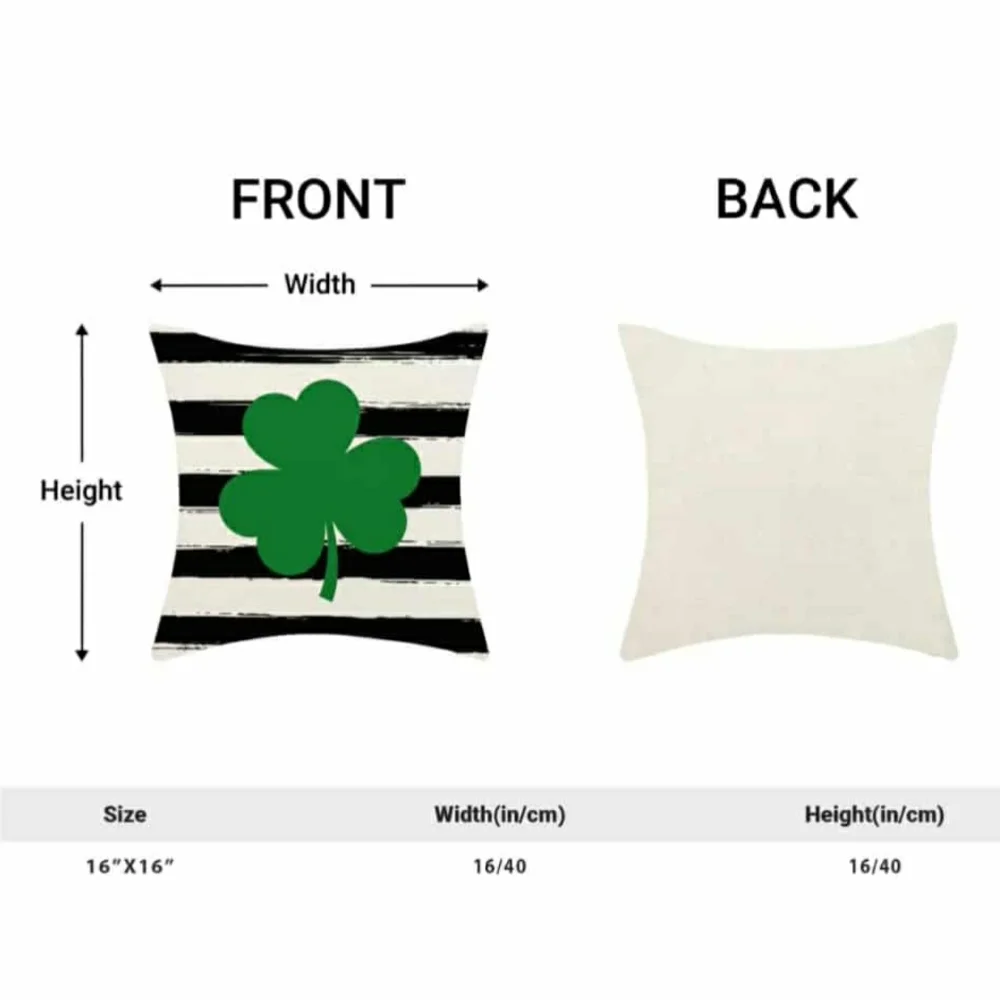 2 Pc Set Of Striped Pillow Covers with Green Shamrock